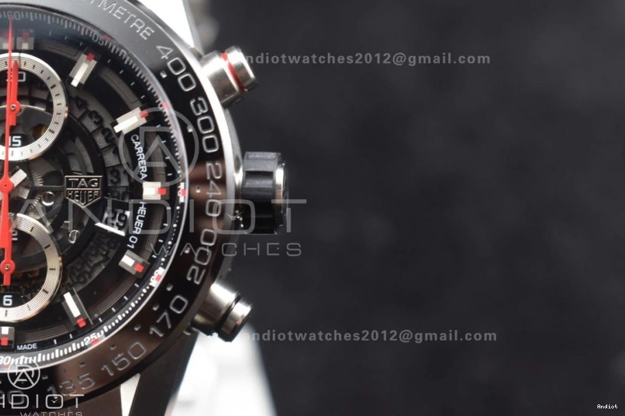 A SS Chrono 1:1 389 SS 01 Calibre Dial XF ZeroBulk on Bracelet Heuer Black Edition Strap Best 0820